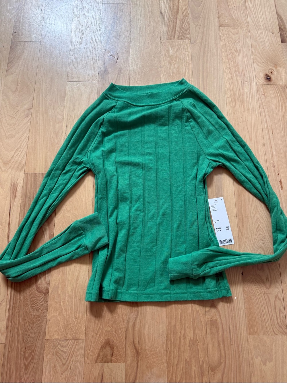 NWT BDG Urban Outfitters Shirt Women's Green Ribbed Mock Neck Long Sleeve Top M
